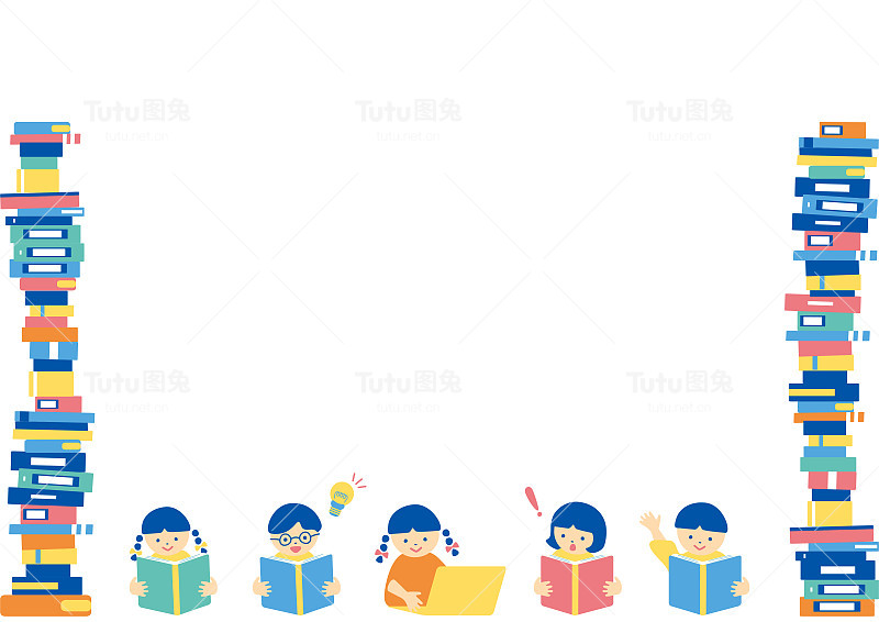 学校里的孩子和书都堆放在一起