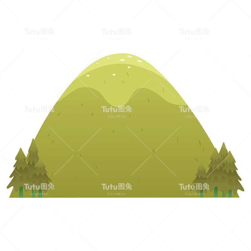 山草景观平面设计与松树矢量插图图标