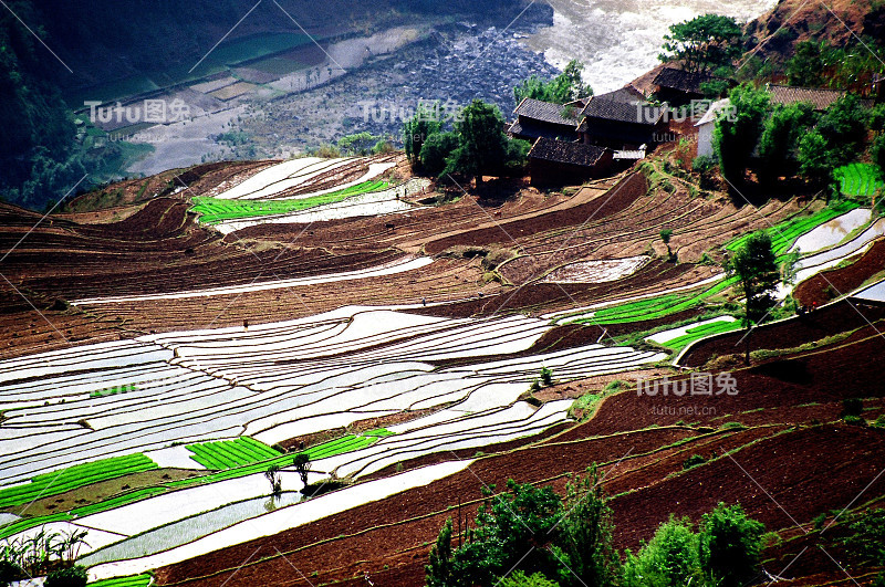 丽江金沙江峡谷的梯田