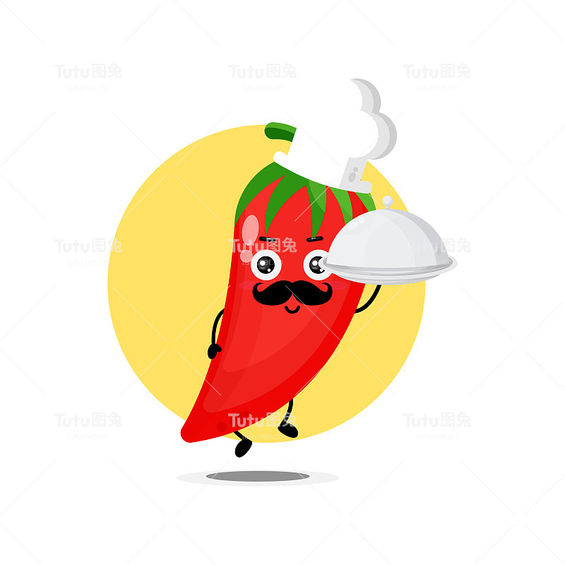 可爱的辣椒角色成为厨师