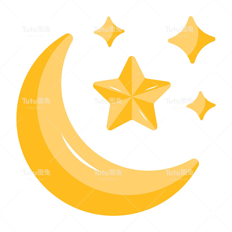 有星星的月亮，是夜晚的平坦象征