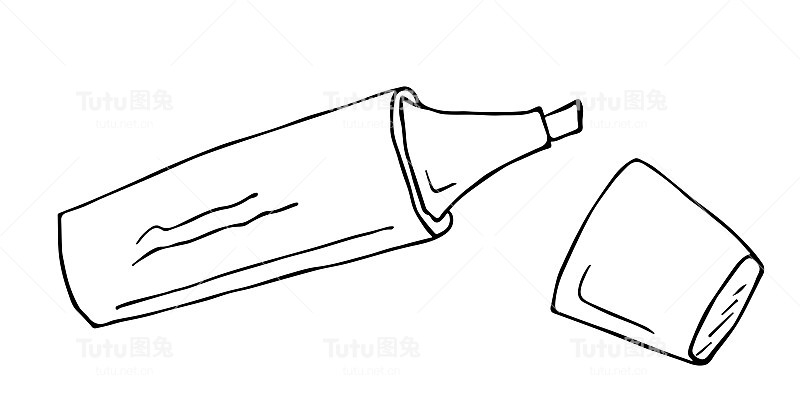 手绘高光笔剪贴画。办公用品涂鸦。