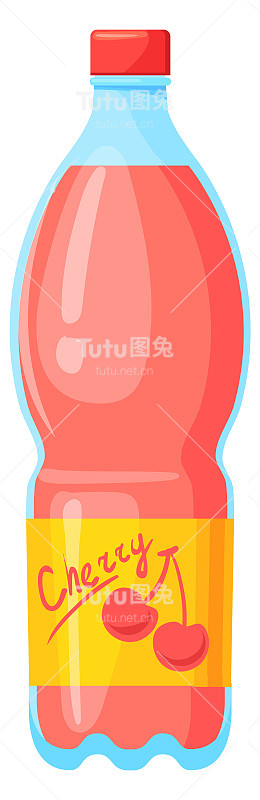 樱桃汁塑料瓶。卡通饮料图标