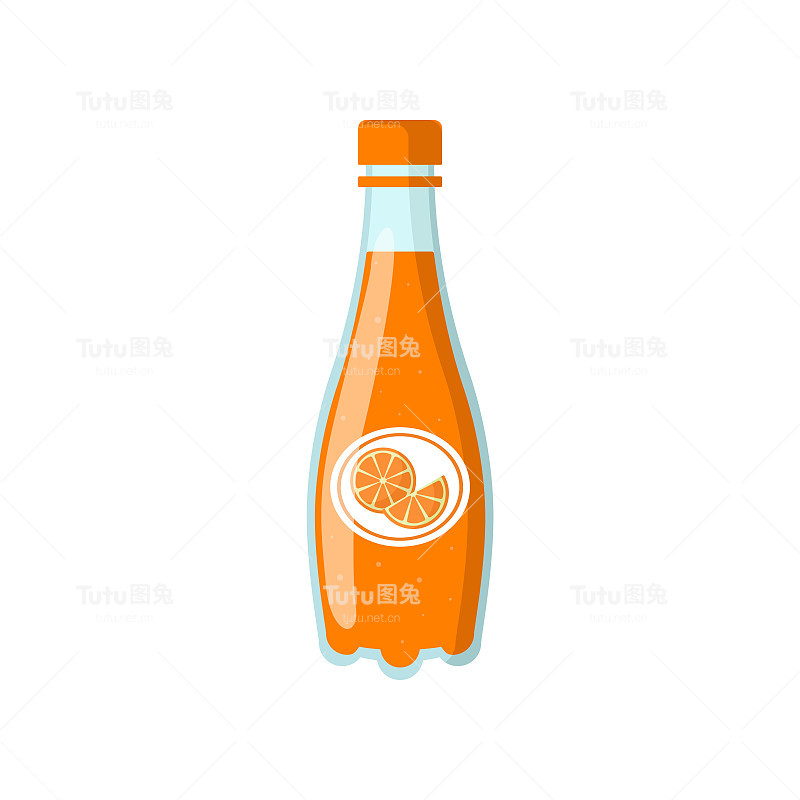 塑料瓶橙汽水矢量插图