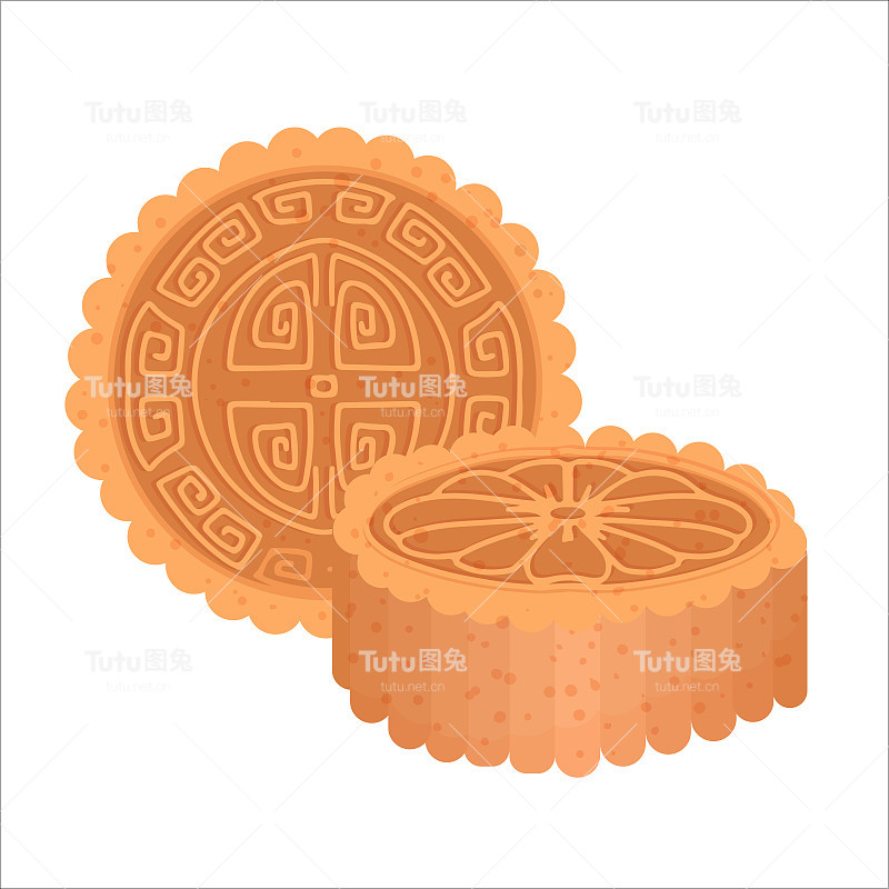 中秋快乐月饼有各种各样的图案。矢量插图隔离在白色背景上