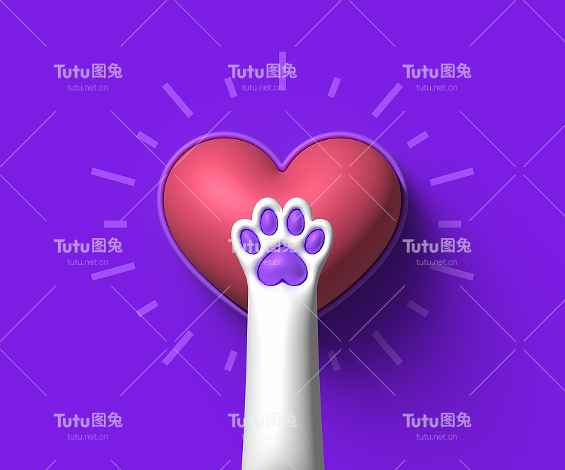 猫狗宠物爱心爪举起