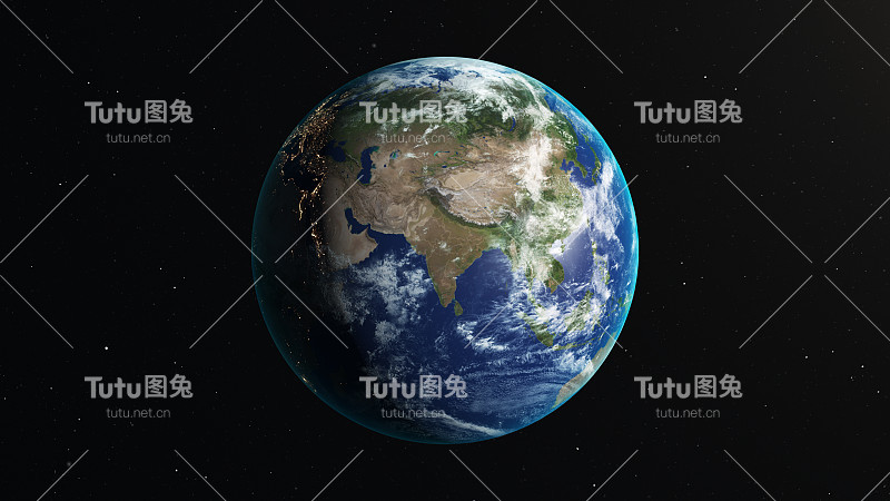 从太空放大印度的地球卫星视图