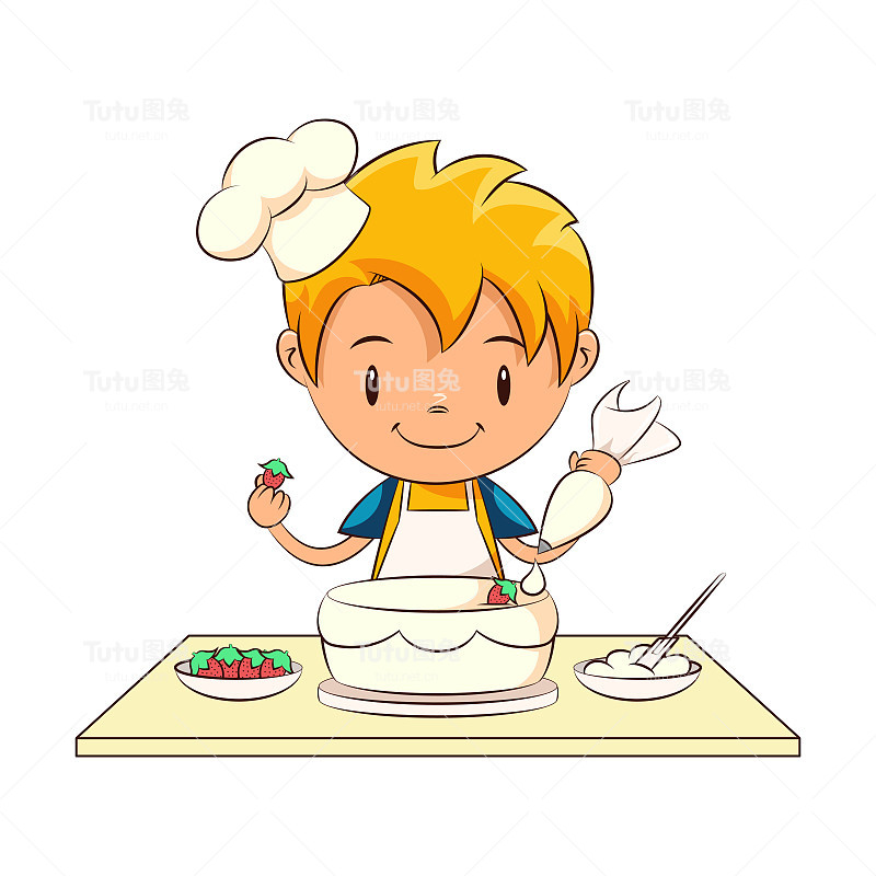 儿童蛋糕装饰，厨师，孩子，面包店