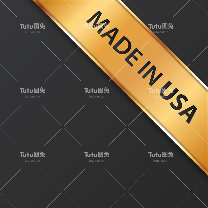在美国制造的矢量插图与金色的框架金色的角落丝带旗帜