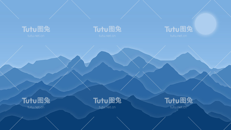 深蓝山轮廓抽象图像背景