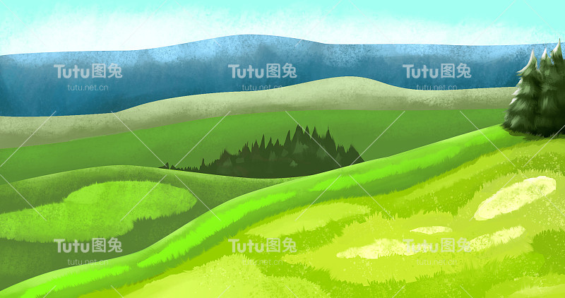 草木山丘陵景观插图