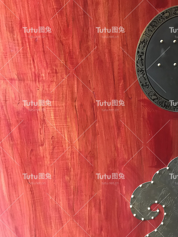 在中国风格元素的红色绘画木制背景上划痕