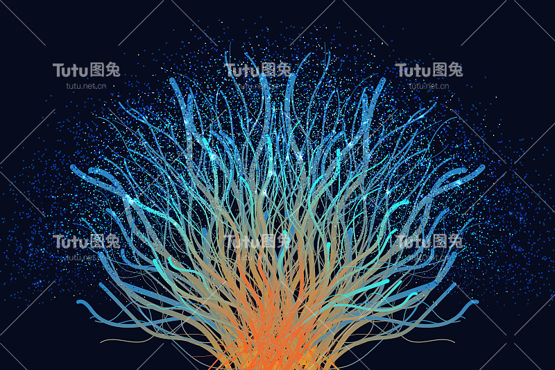 概念设计的数据树。业务技术。线框轻型连接结构。