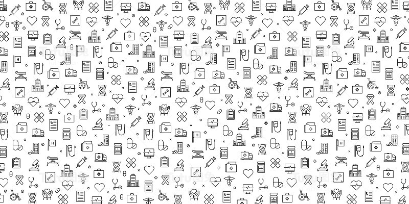 医疗保健和医疗图标矢量图案设计集