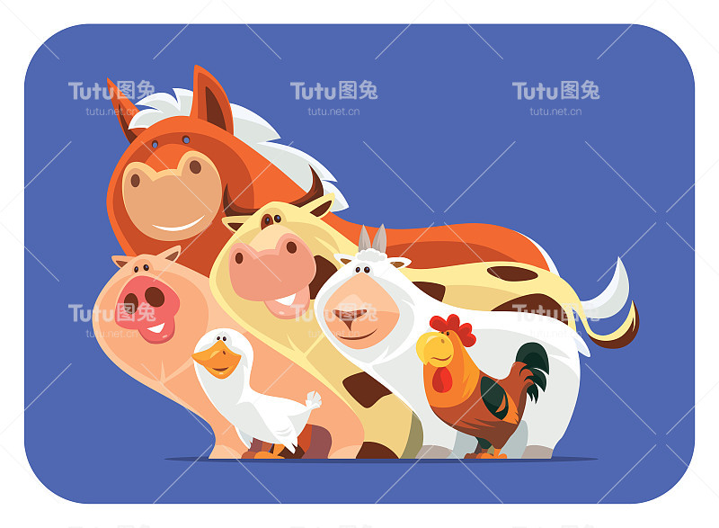 一群快乐的农场动物