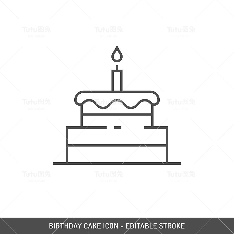 生日蛋糕可编辑的笔画图标。