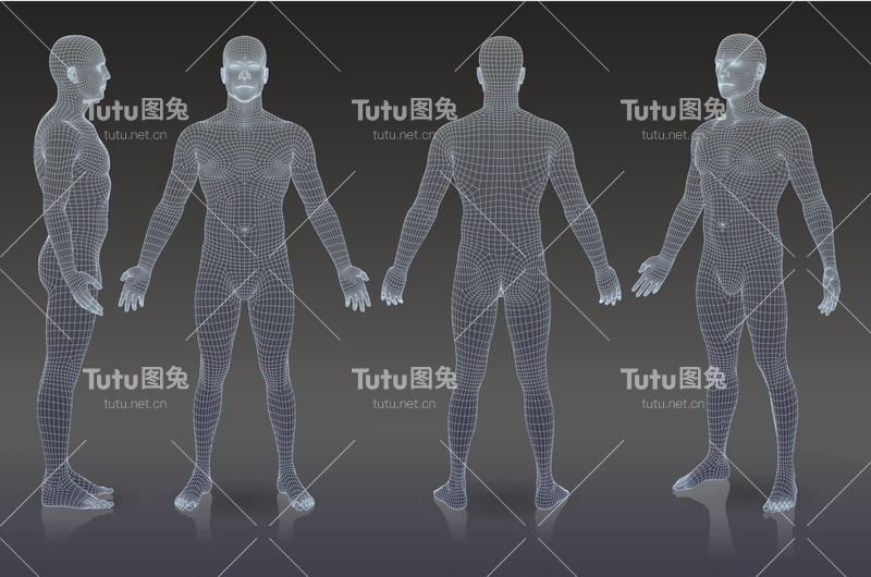 一组三维的人。