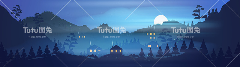 山中的村庄，满月之夜