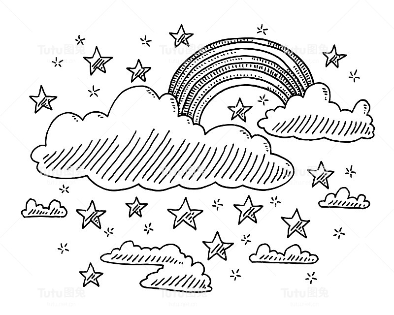 童话云彩虹星星画