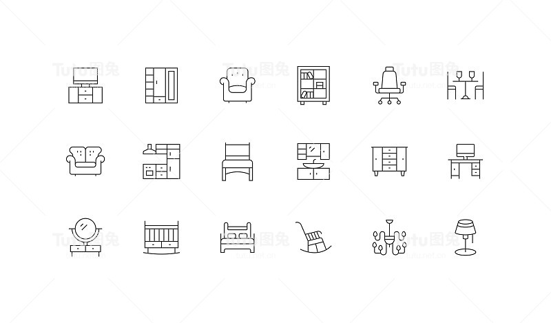 采购产品家具，衣柜，扶手椅，沙发，家图标设计