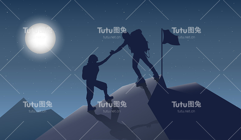 登上山顶的夜景-领导与团队合作的经营理念