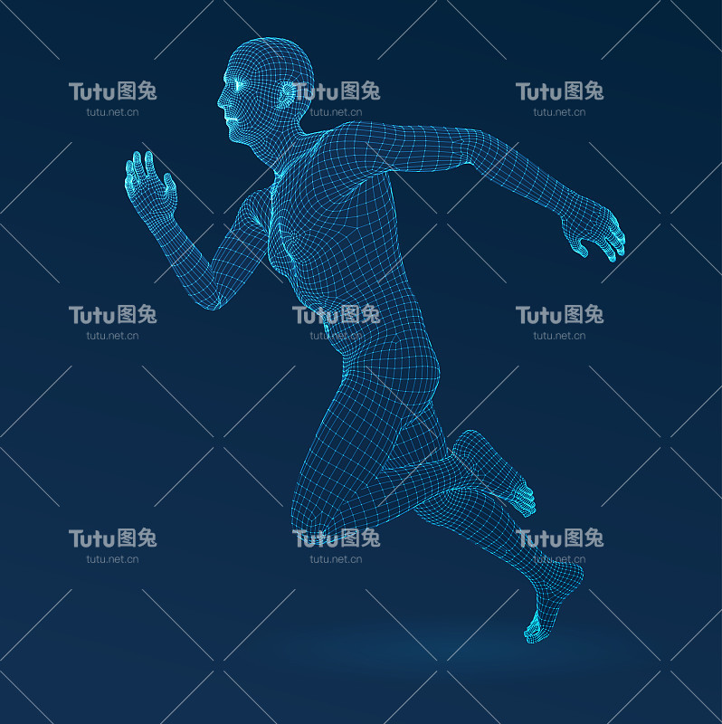 三维跑步人。sprint . ware网格从3d应用程序。