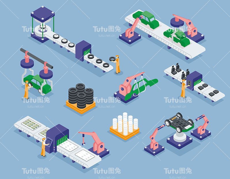电动汽车工厂等距矢量