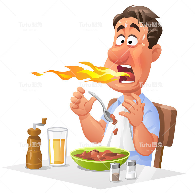 吃辛辣食物的男人