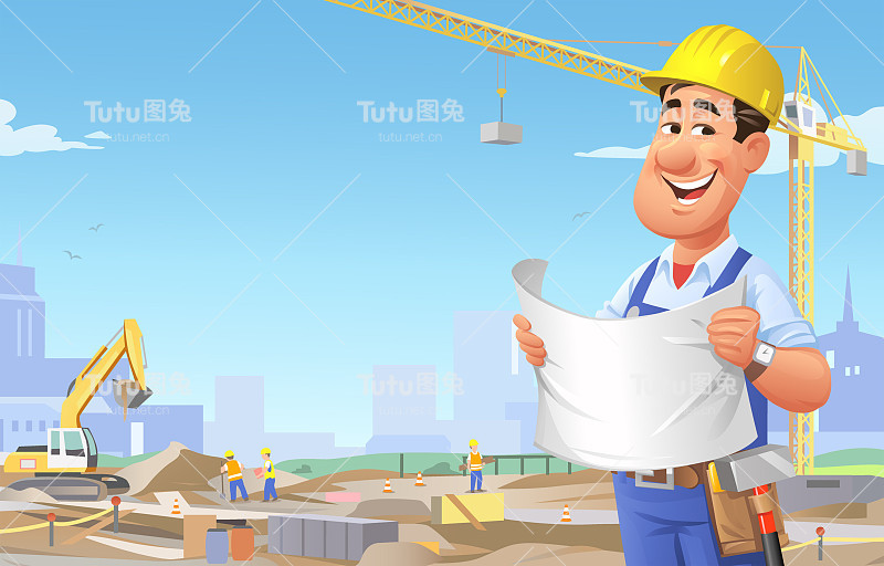 建筑工人监督工地