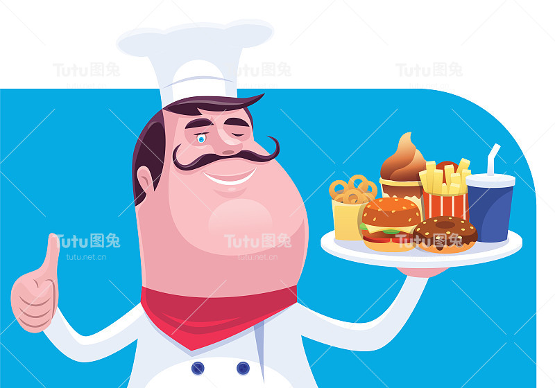 厨师拿着一盘快餐