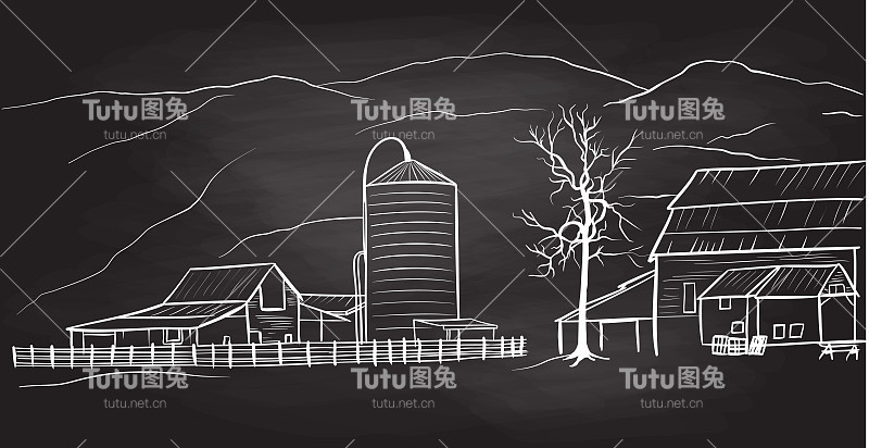 乡村景观与小农场黑板