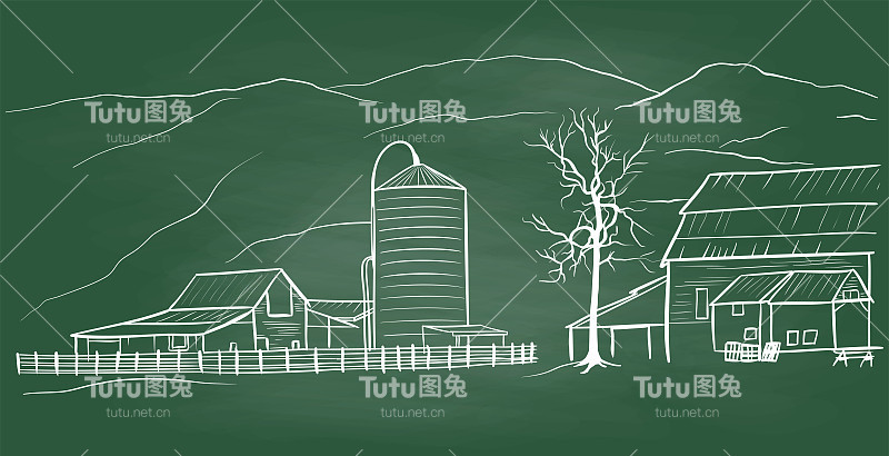 乡村景观与小农场黑板