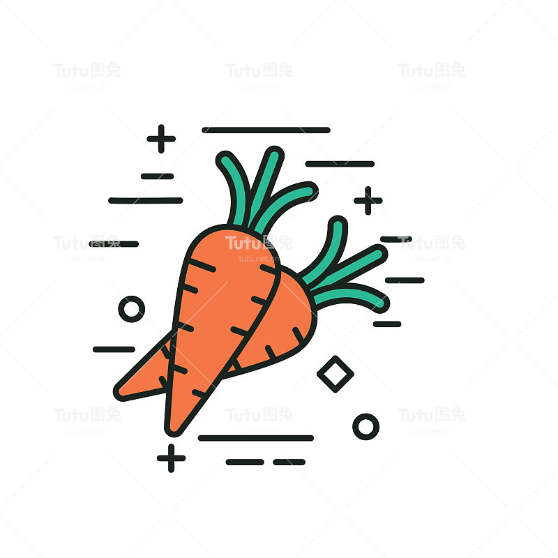 胡萝卜农业和农业细线图标