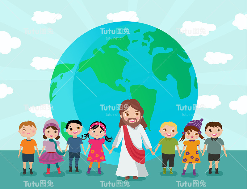 耶稣抱着孩子们走遍全球。