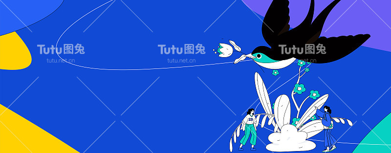 二十四节气:立春、下雨、惊蛰、春风、清明、谷雨，平面人物矢量概念操作手绘插画