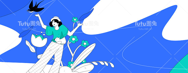 二十四节气:立春、下雨、惊蛰、春风、清明、谷雨，平面人物矢量概念操作手绘插画
