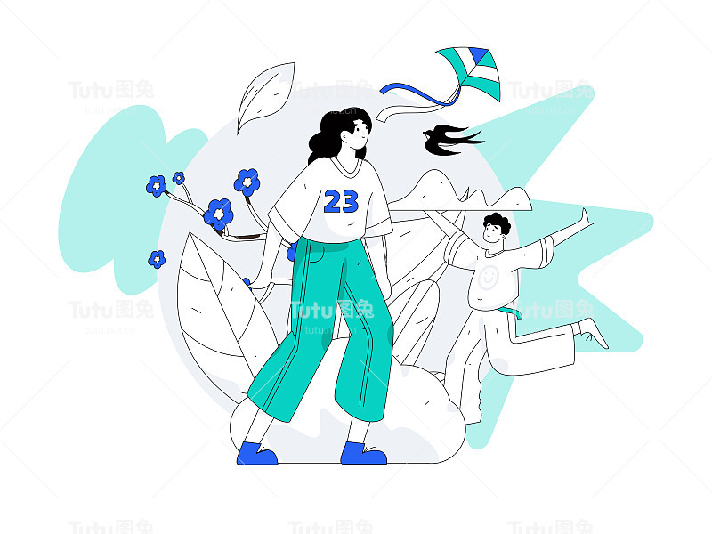 二十四节气:立春、下雨、惊蛰、春风、清明、谷雨，平面人物矢量概念操作手绘插画