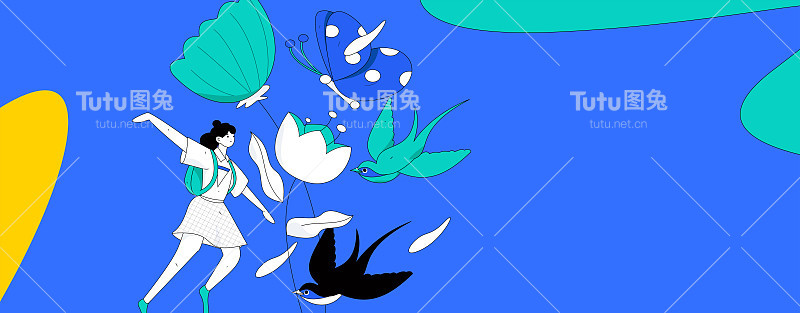 二十四节气:立春、下雨、惊蛰、春风、清明、谷雨，平面人物矢量概念操作手绘插画