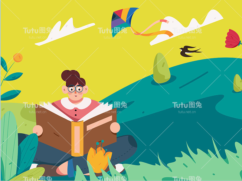 二十四节气:立春、下雨、惊蛰、春风、清明、谷雨，平面人物矢量概念操作手绘插画