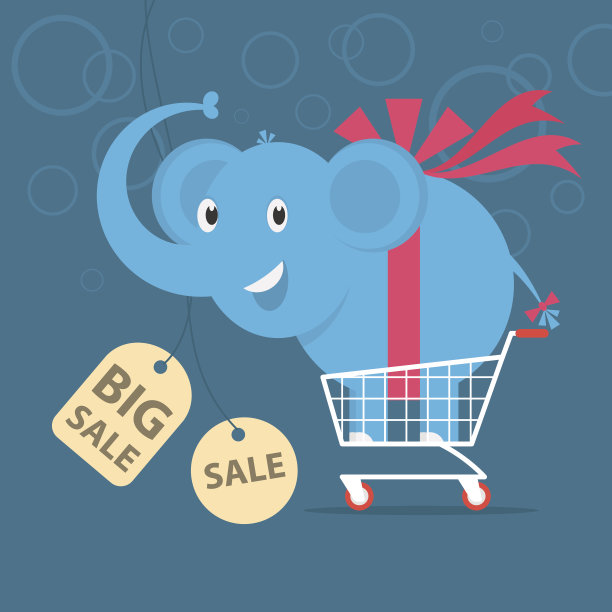 大象站在购物车上