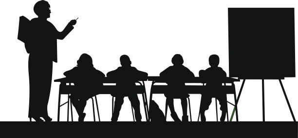 学校老师用书本在课堂上教你的学生