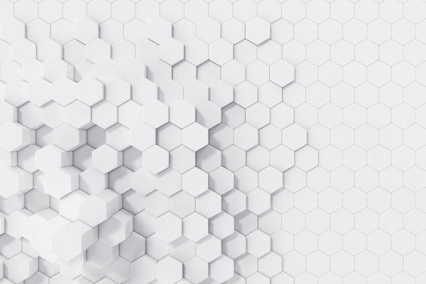 白色几何六角形抽象背景。三维渲染