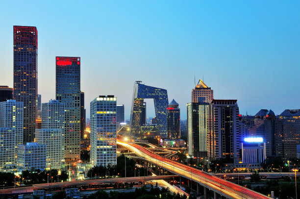 日落后的北京CBD夜景