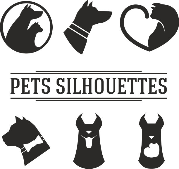 矢量宠物剪影集合