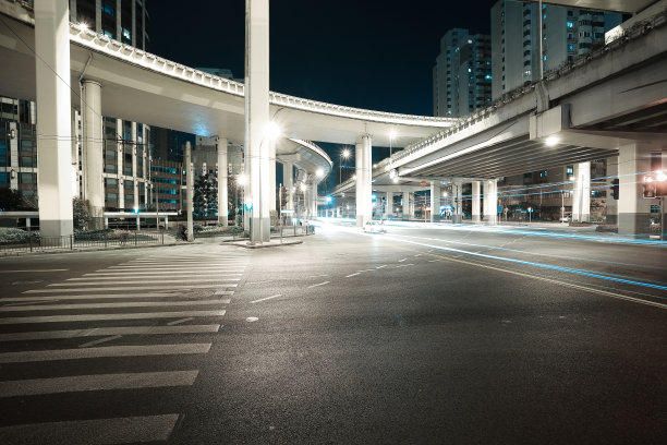 城市道路高架桥夜景夜景