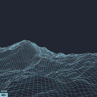 抽象矢量景观背景。网络空间网格。