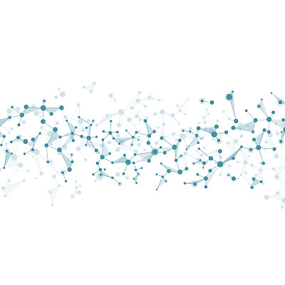 dna和神经元的分子结构，由点连接的线，遗传和化学化合物，插图