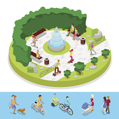 等距城市公园构成与活跃的人