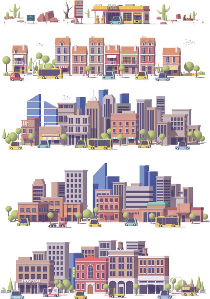 矢量低聚2d城市场景