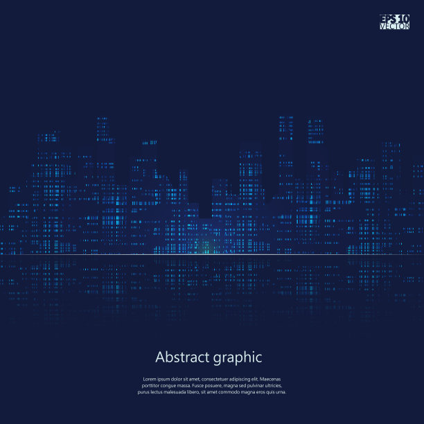 黑暗的城市风貌。夜晚城市天际线抽象背景。现代城市夜景。Eps10矢量图